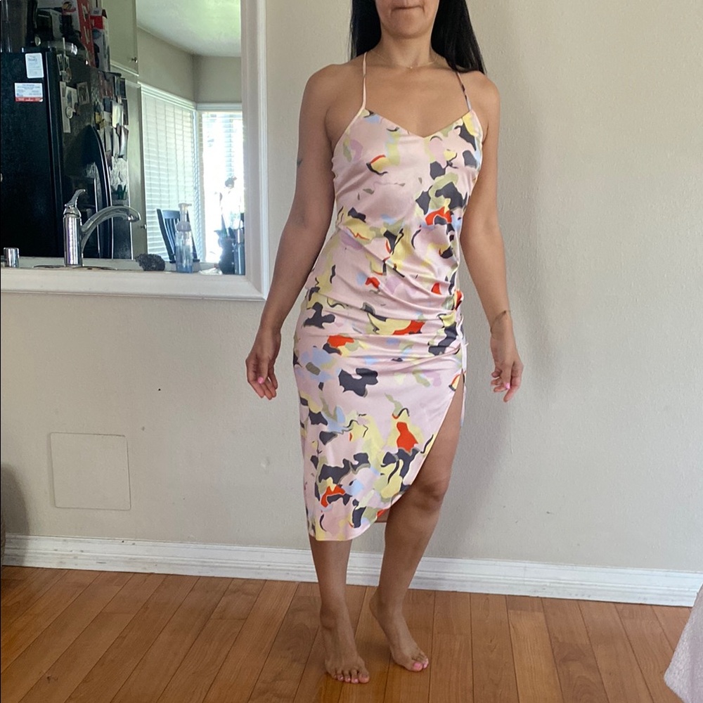 Cream Asymmetrical Ruched Bodycon Dress